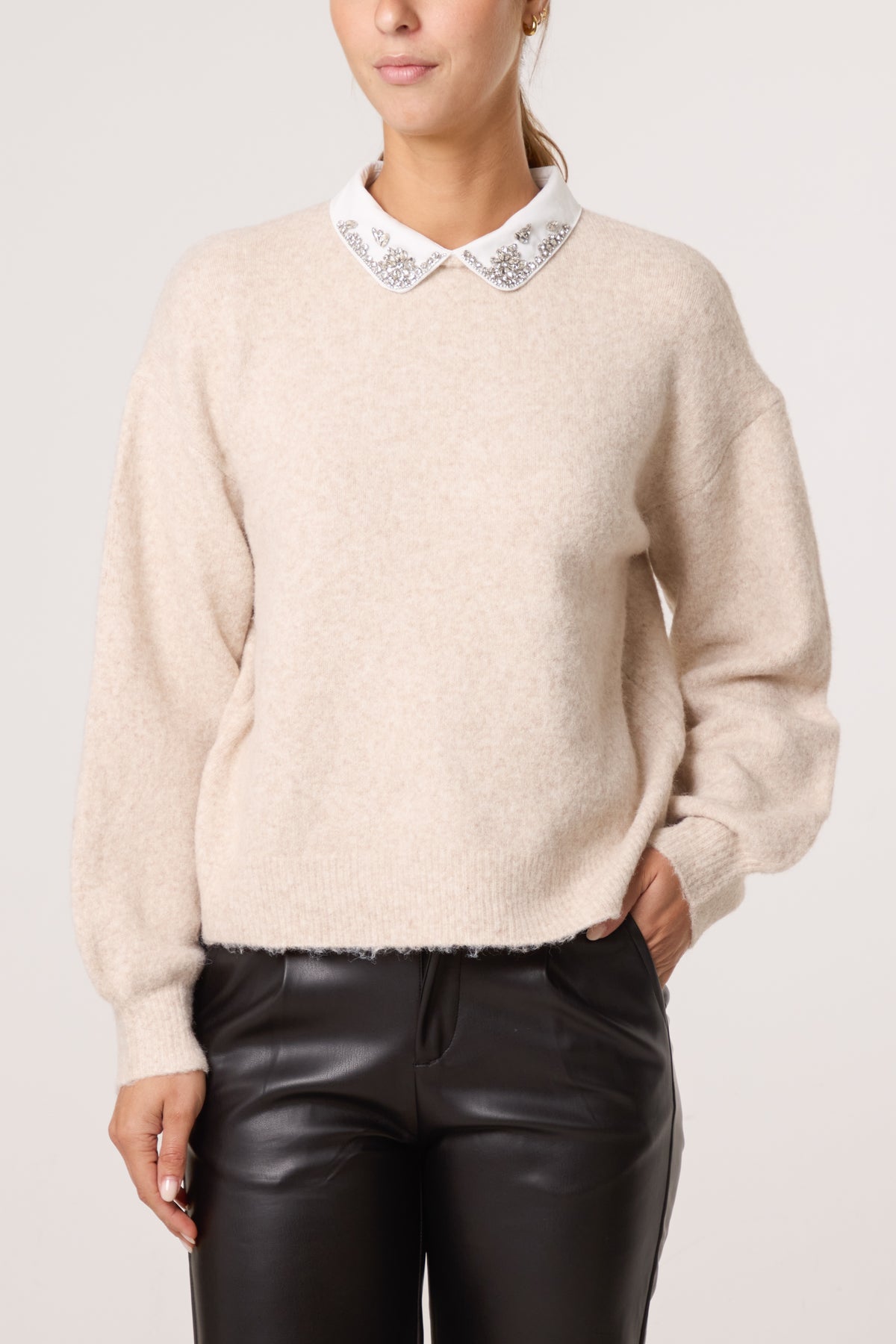 Peter Pan Embellished Collar Jumper