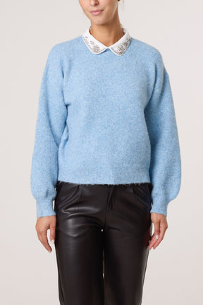 Peter Pan Embellished Collar Jumper