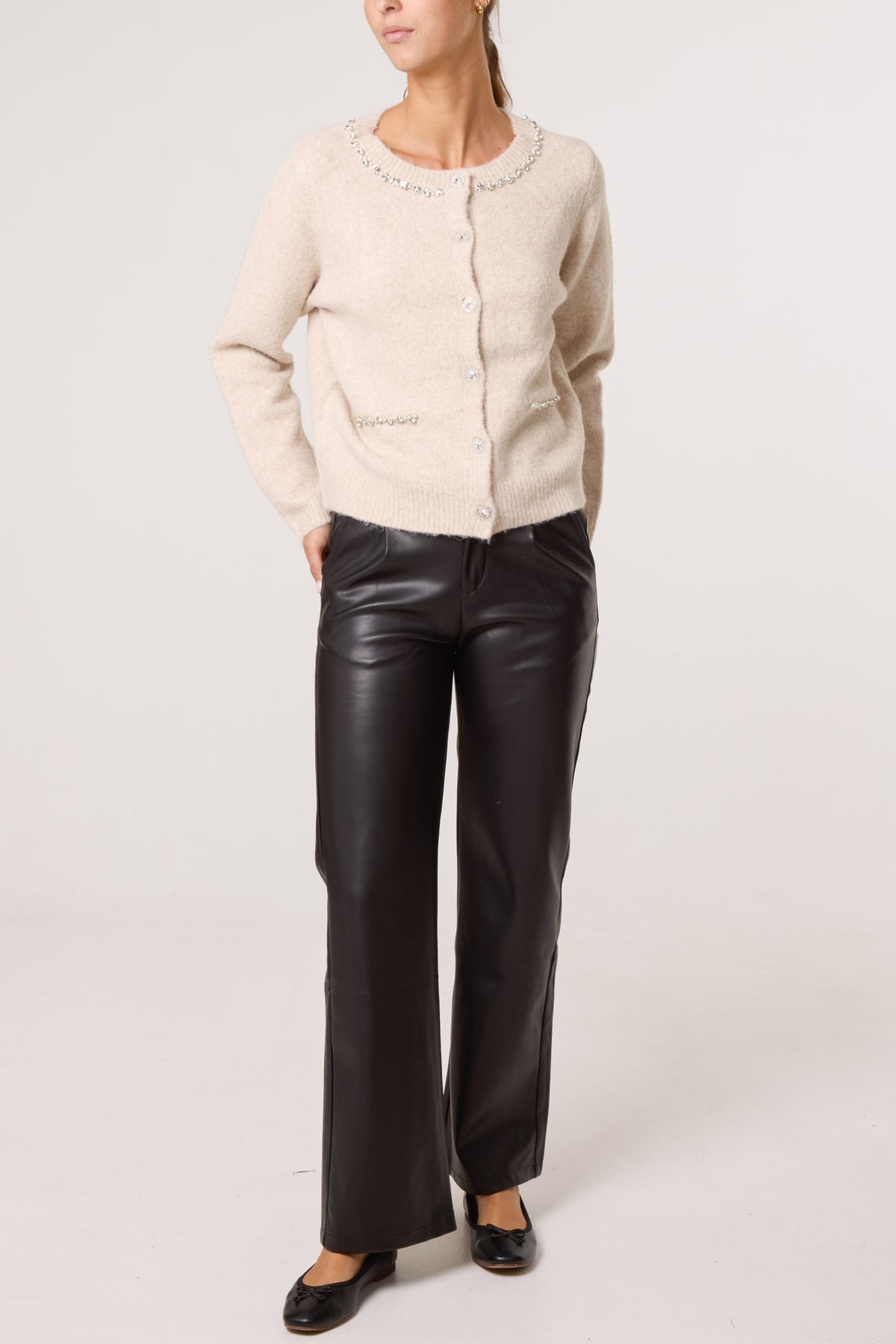 Diamante Embellished Knit Cardigan