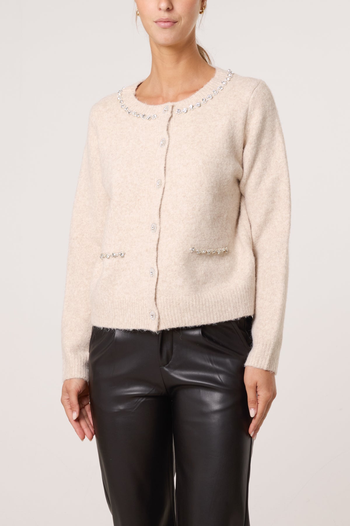 Diamante Embellished Knit Cardigan