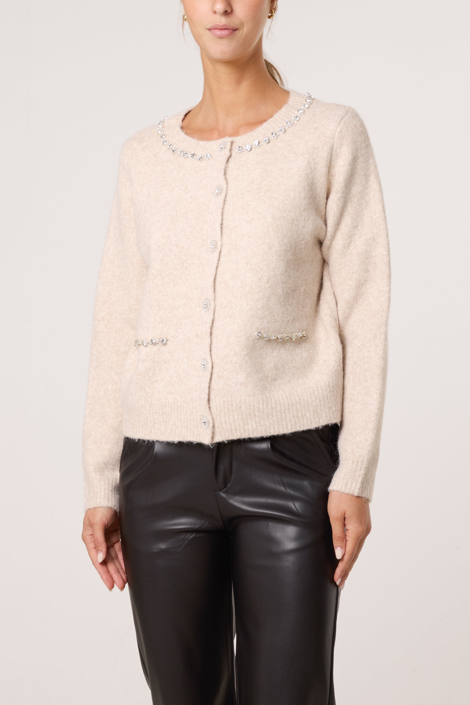 Diamante Embellished Knit Cardigan
