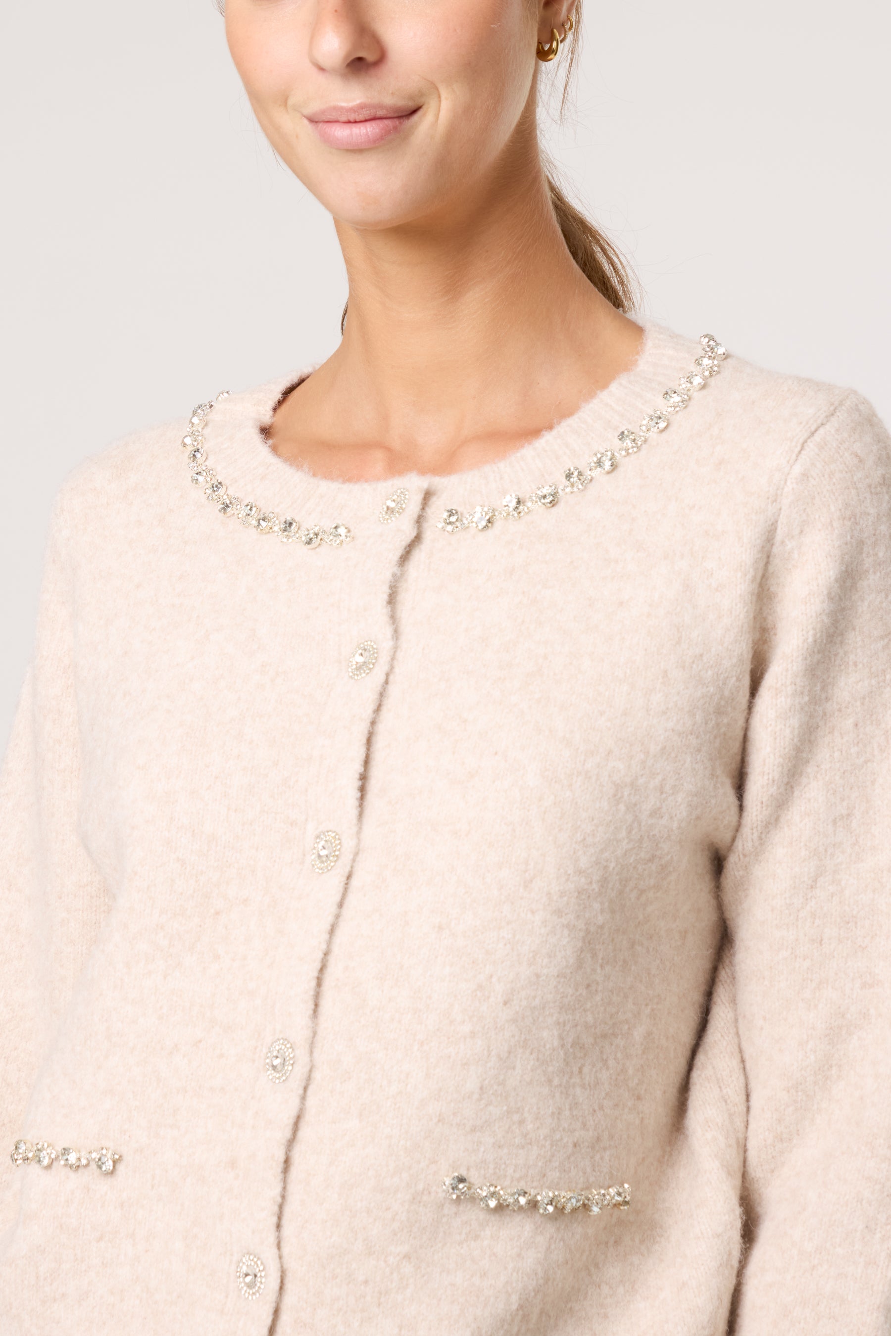 Diamante Embellished Knit Cardigan