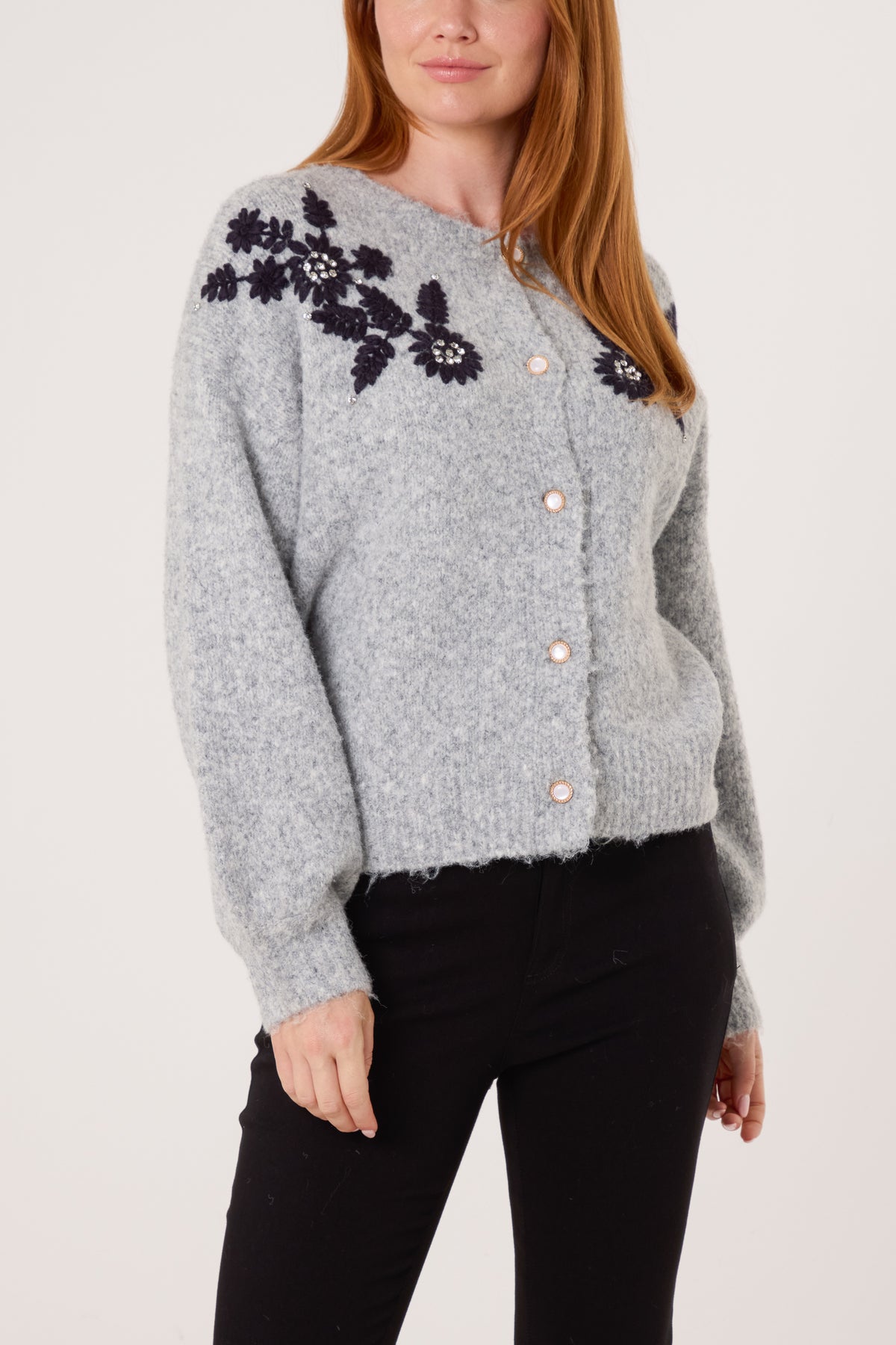 Embroidered & Embellished Flower Cardigan