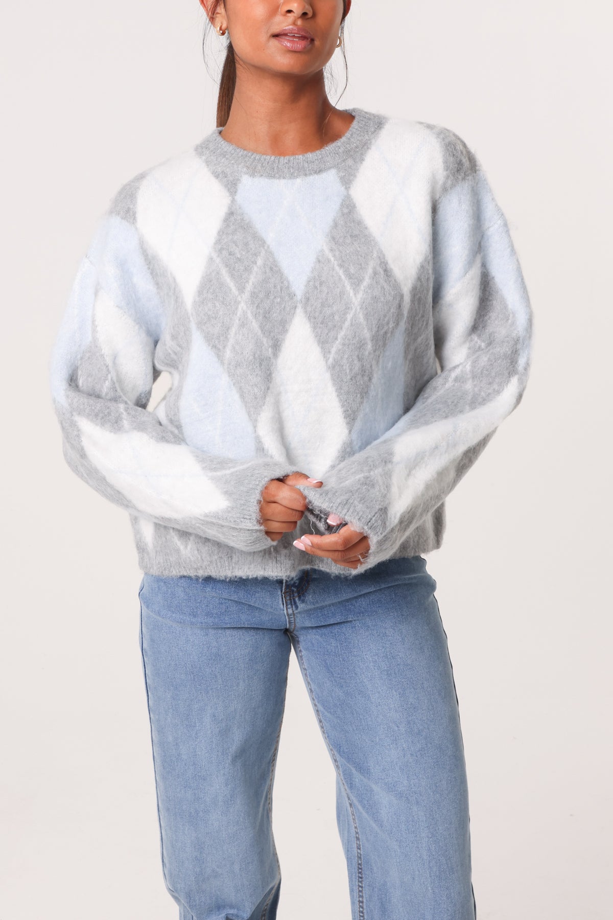 Argyle-Patterned Knit Jumper
