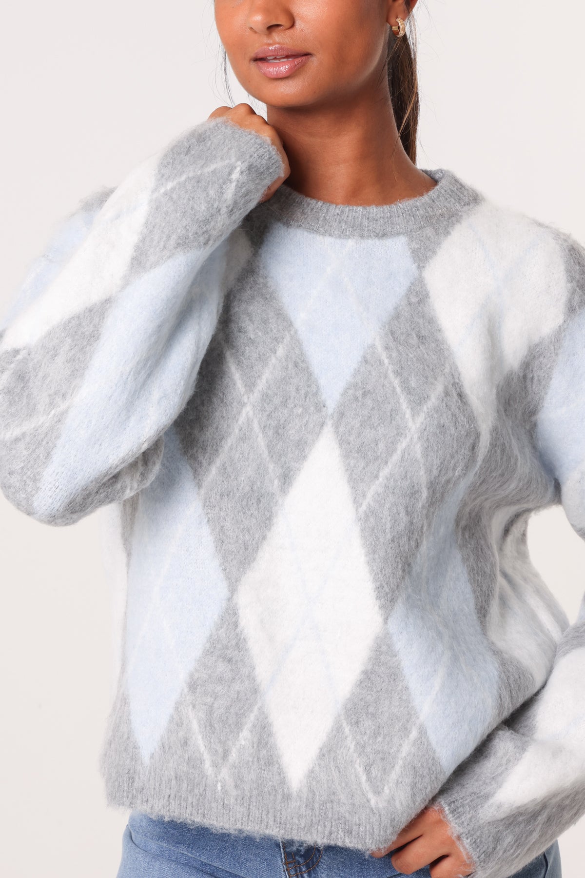 Argyle-Patterned Knit Jumper