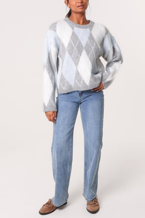 Argyle-Patterned Knit Jumper