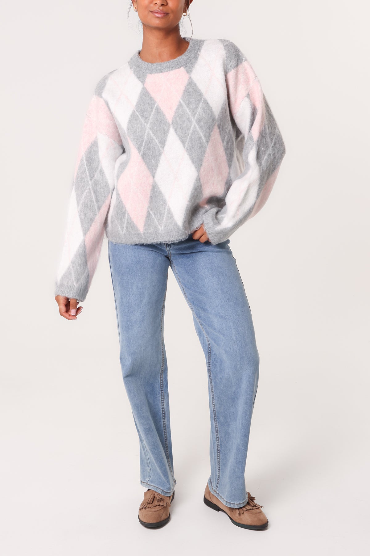 Argyle-Patterned Knit Jumper