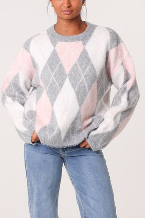 Argyle-Patterned Knit Jumper
