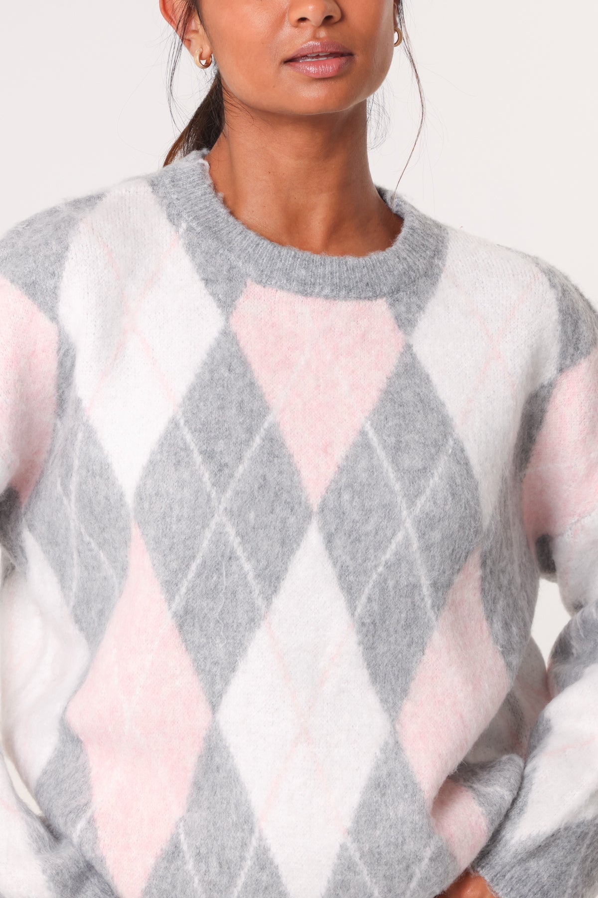 Argyle-Patterned Knit Jumper