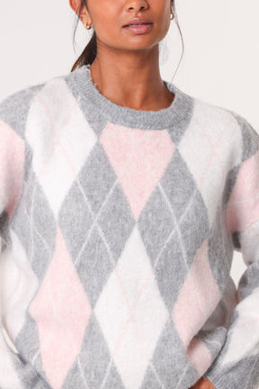Argyle-Patterned Knit Jumper