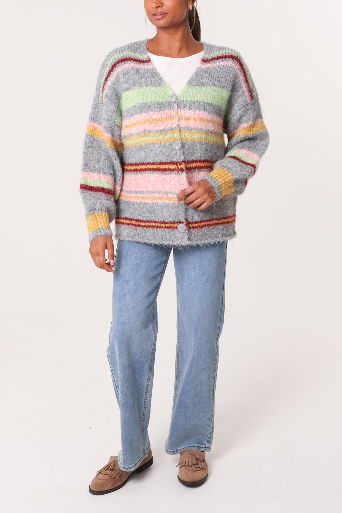 Colourful Stripe Knit Cardigan