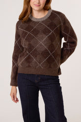 Argyle Crew Neck Knit Jumper
