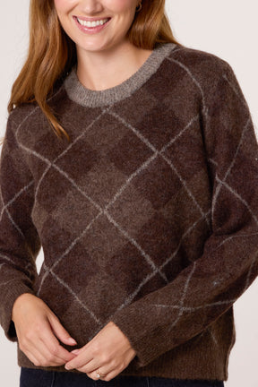 Argyle Crew Neck Knit Jumper