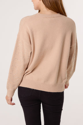 Round Neck Embellished Jumper