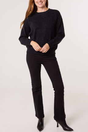 Round Neck Embellished Jumper