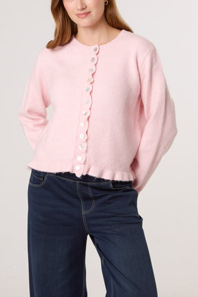 Ruffle Trim Knit Cardigan