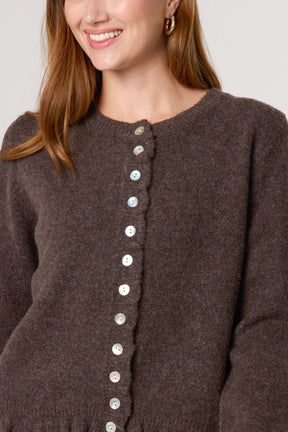 Ruffle Trim Knit Cardigan