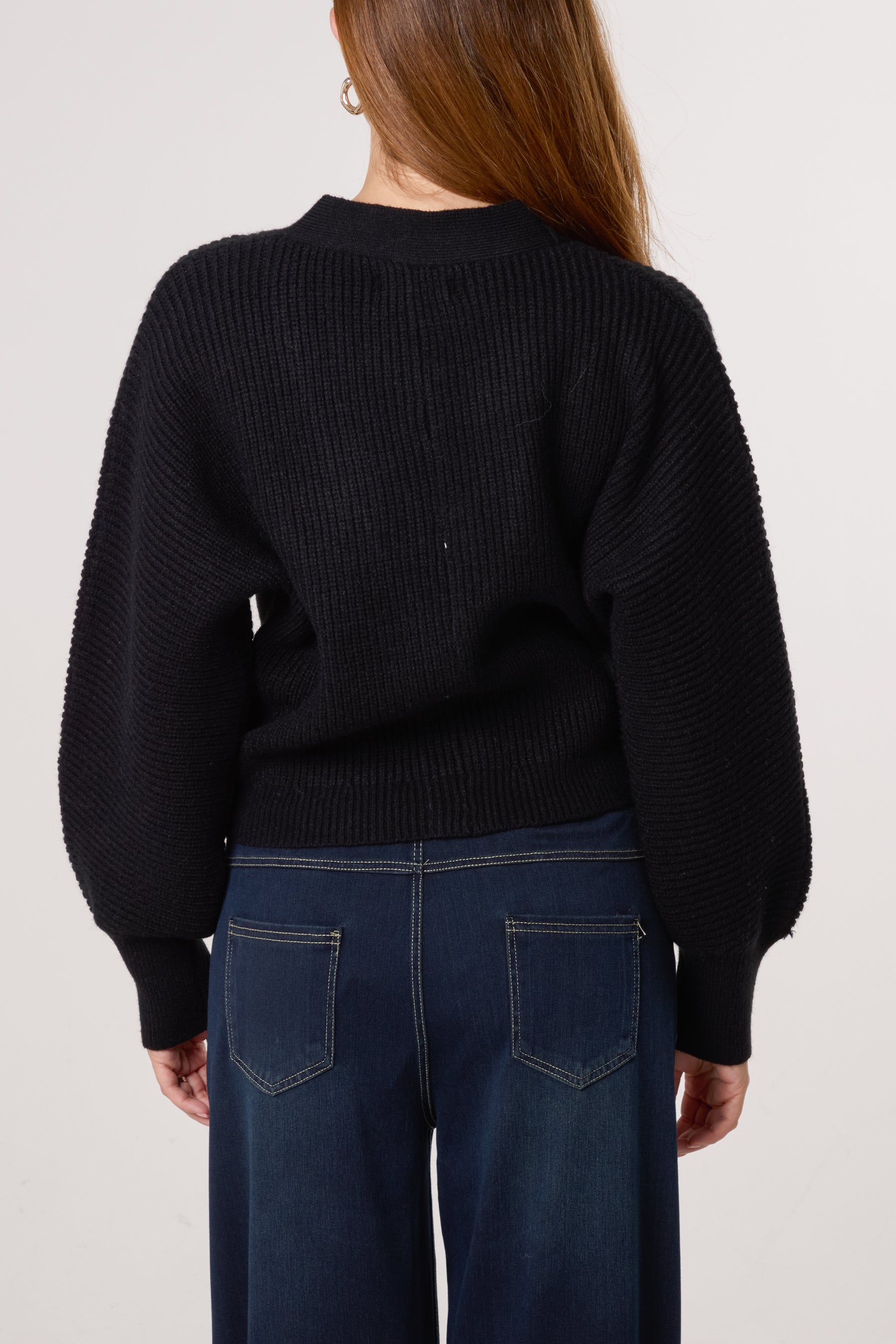 Gold Button Ribbed Knit Cardigan