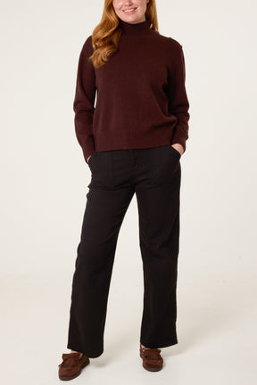 Jewelled Shoulder High Neck Jumper