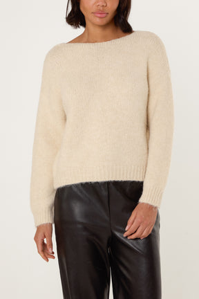 Diamante Bow V-Neck Knit Jumper