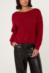 Diamante Bow V-Neck Knit Jumper