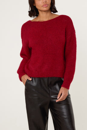 Diamante Bow V-Neck Knit Jumper