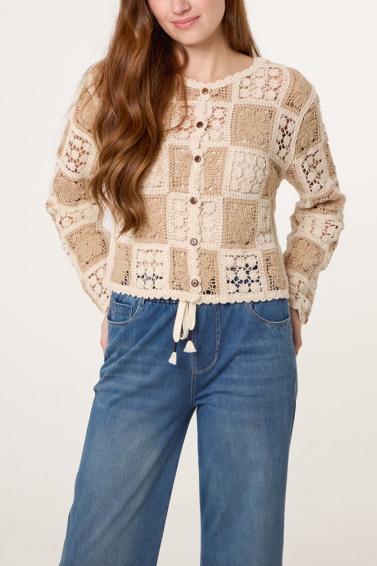 Patchwork Floral Crochet Cardigan