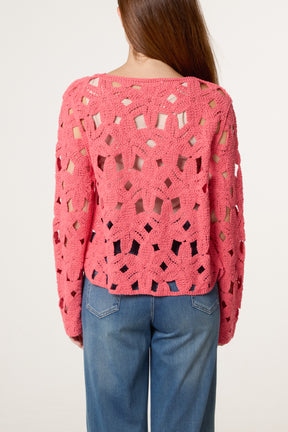 Cut Out Crochet Cardigan