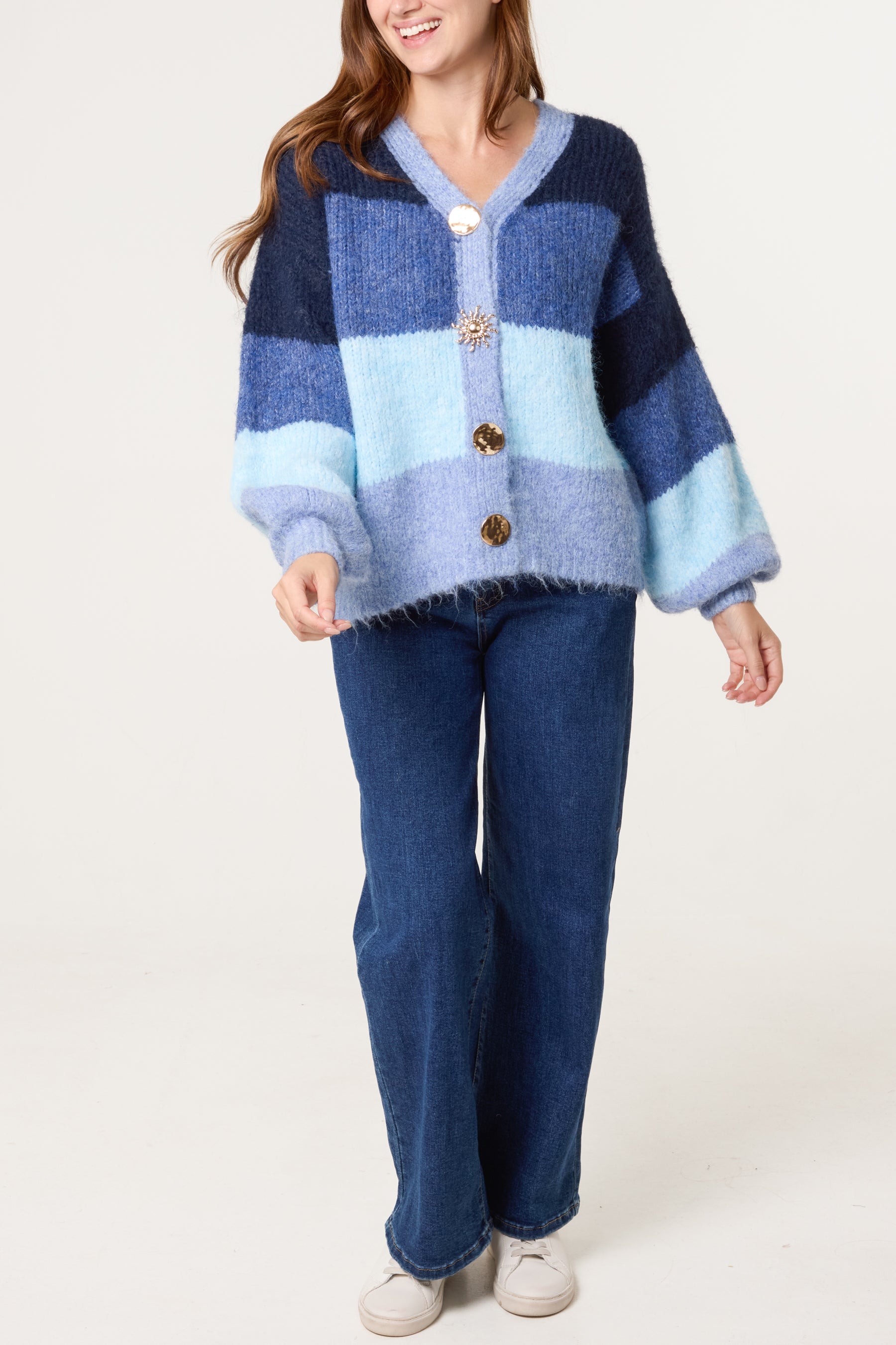 Block Stripe Knit Cardigan