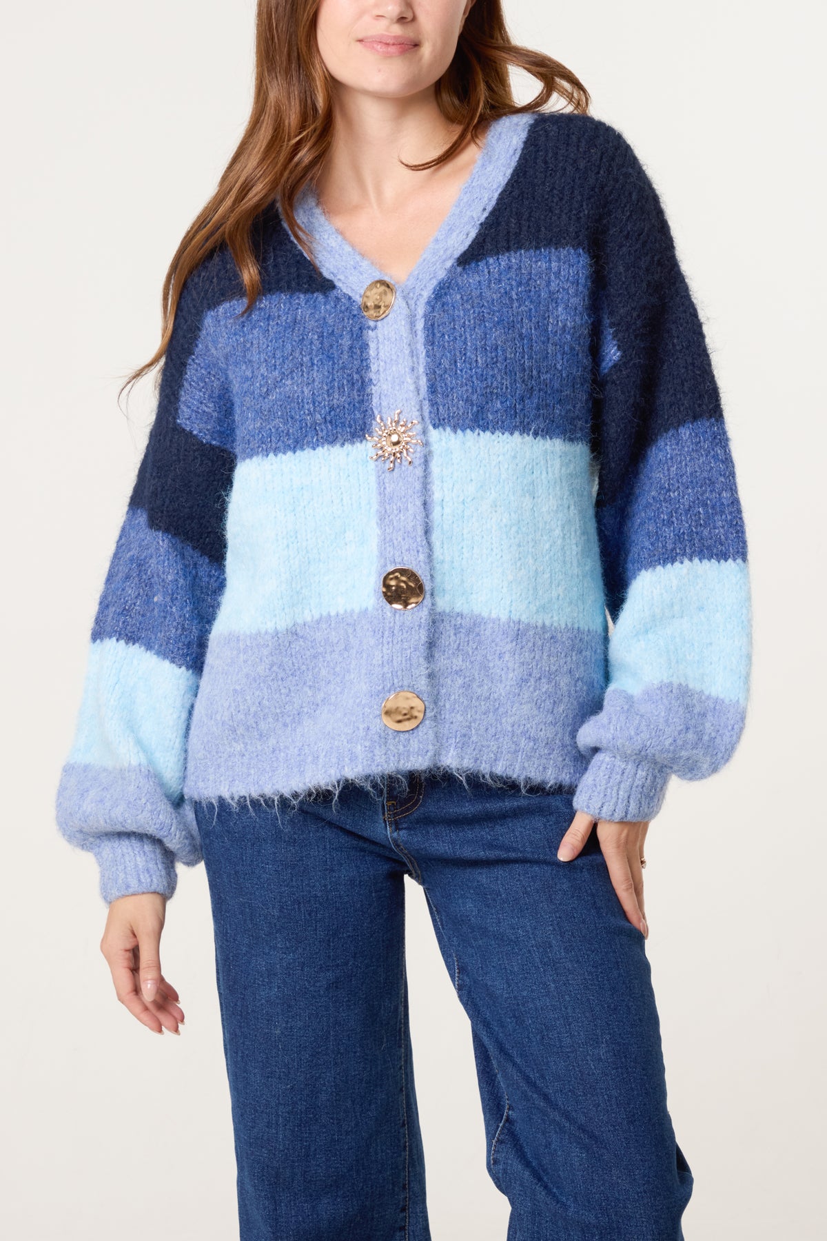 Block Stripe Knit Cardigan