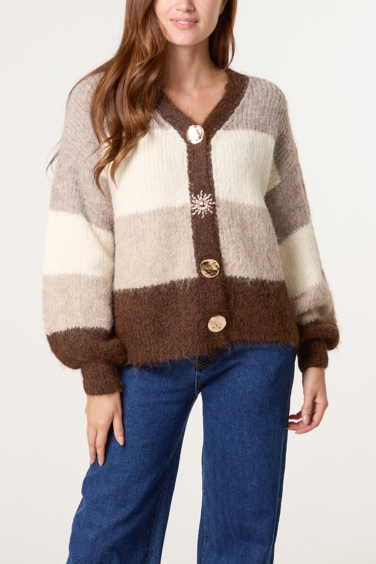 Block Stripe Knit Cardigan