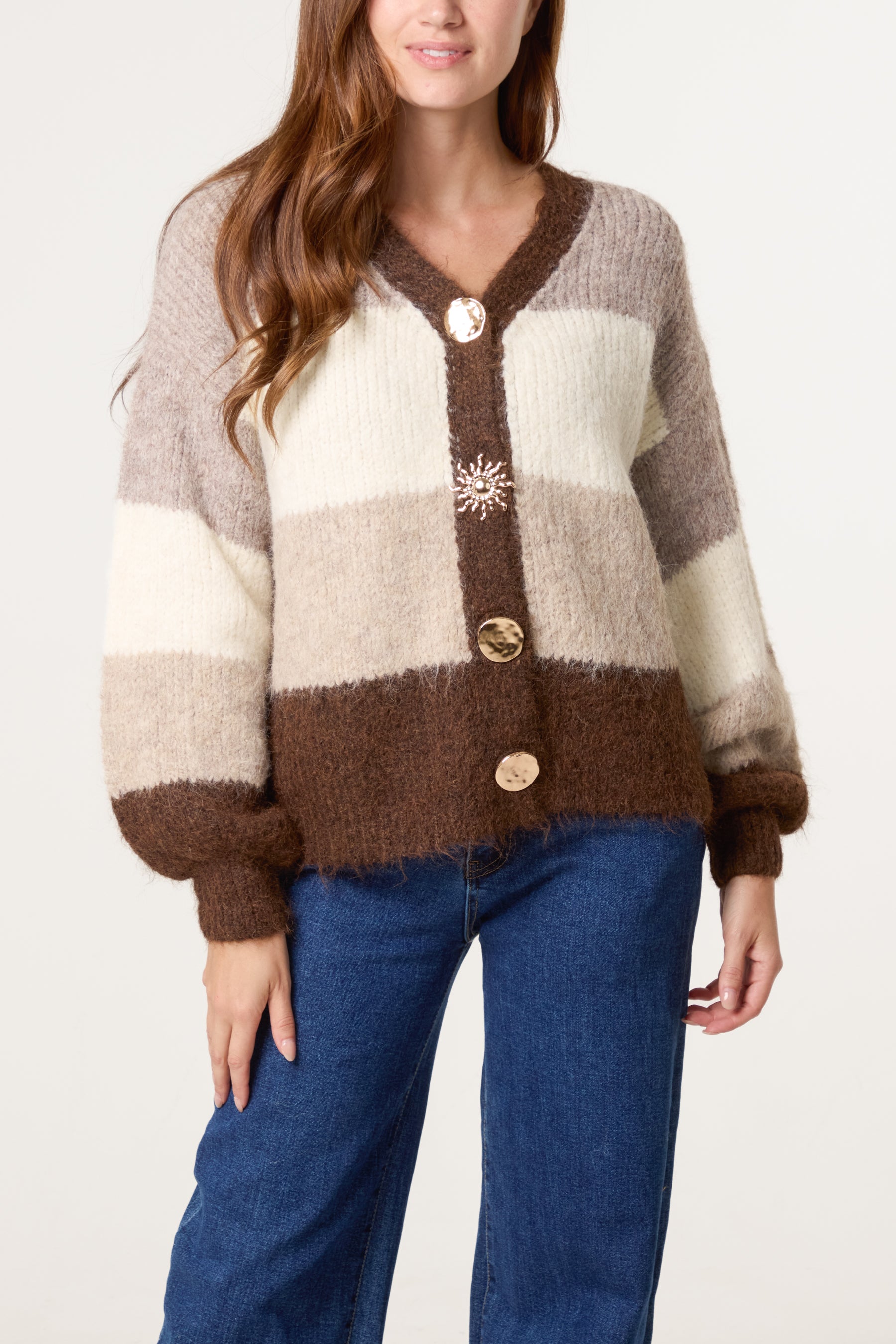 Block Stripe Knit Cardigan