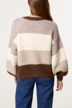 Block Stripe Knit Cardigan