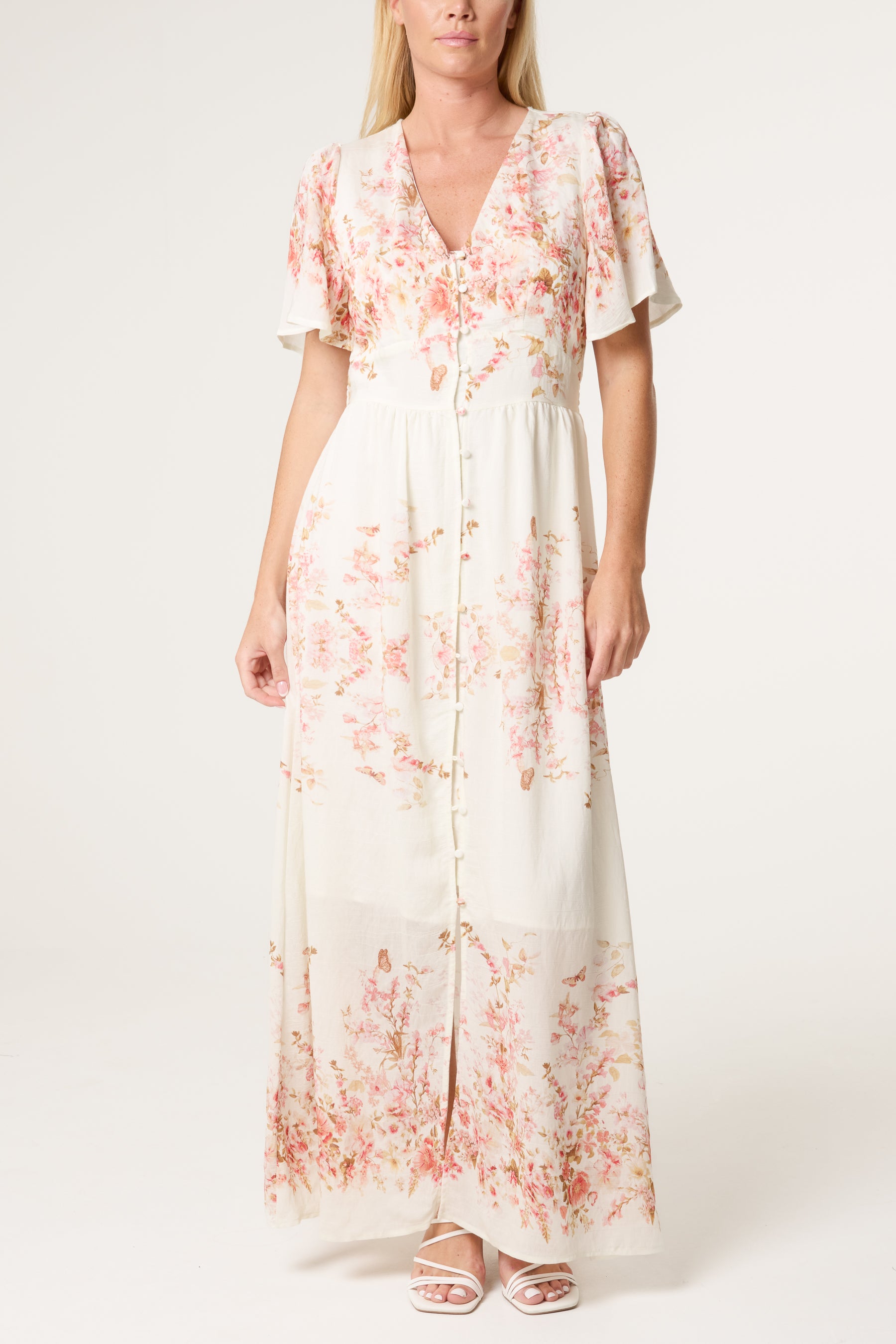 Button Through Blossom Cotton Dress