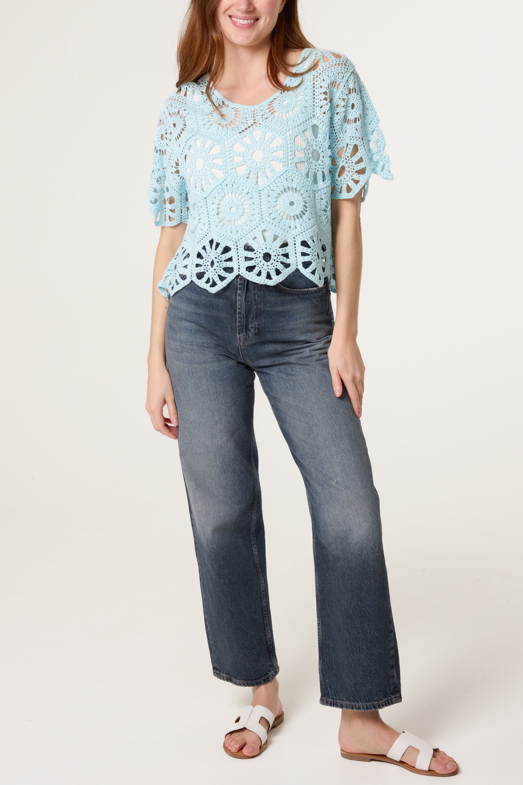 Mandala Flower Crochet Cropped Top