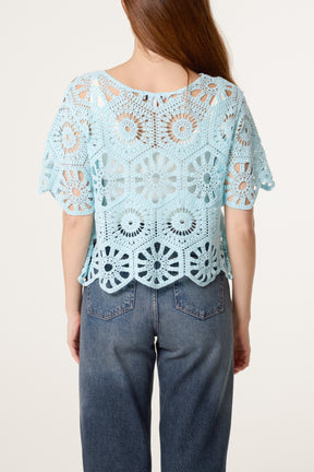 Mandala Flower Crochet Cropped Top