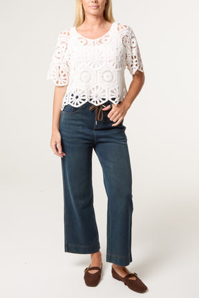 Mandala Flower Crochet Cropped Top