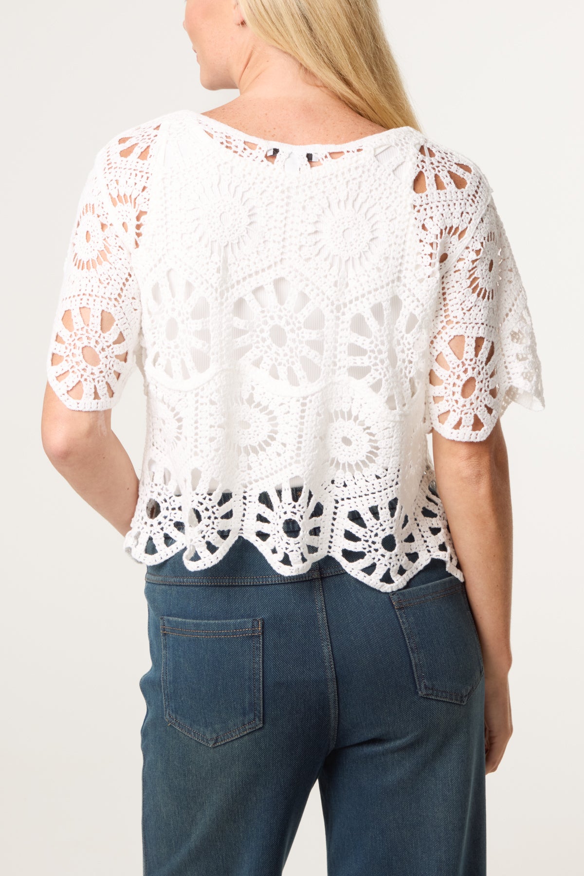 Mandala Flower Crochet Cropped Top