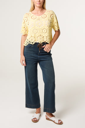 Mandala Flower Crochet Cropped Top