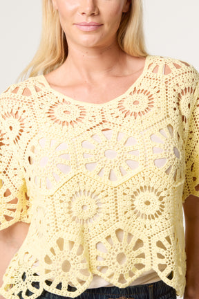 Mandala Flower Crochet Cropped Top