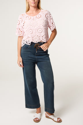 Mandala Flower Crochet Cropped Top