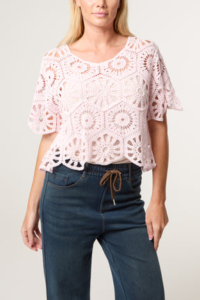 Mandala Flower Crochet Cropped Top