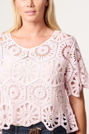 Mandala Flower Crochet Cropped Top