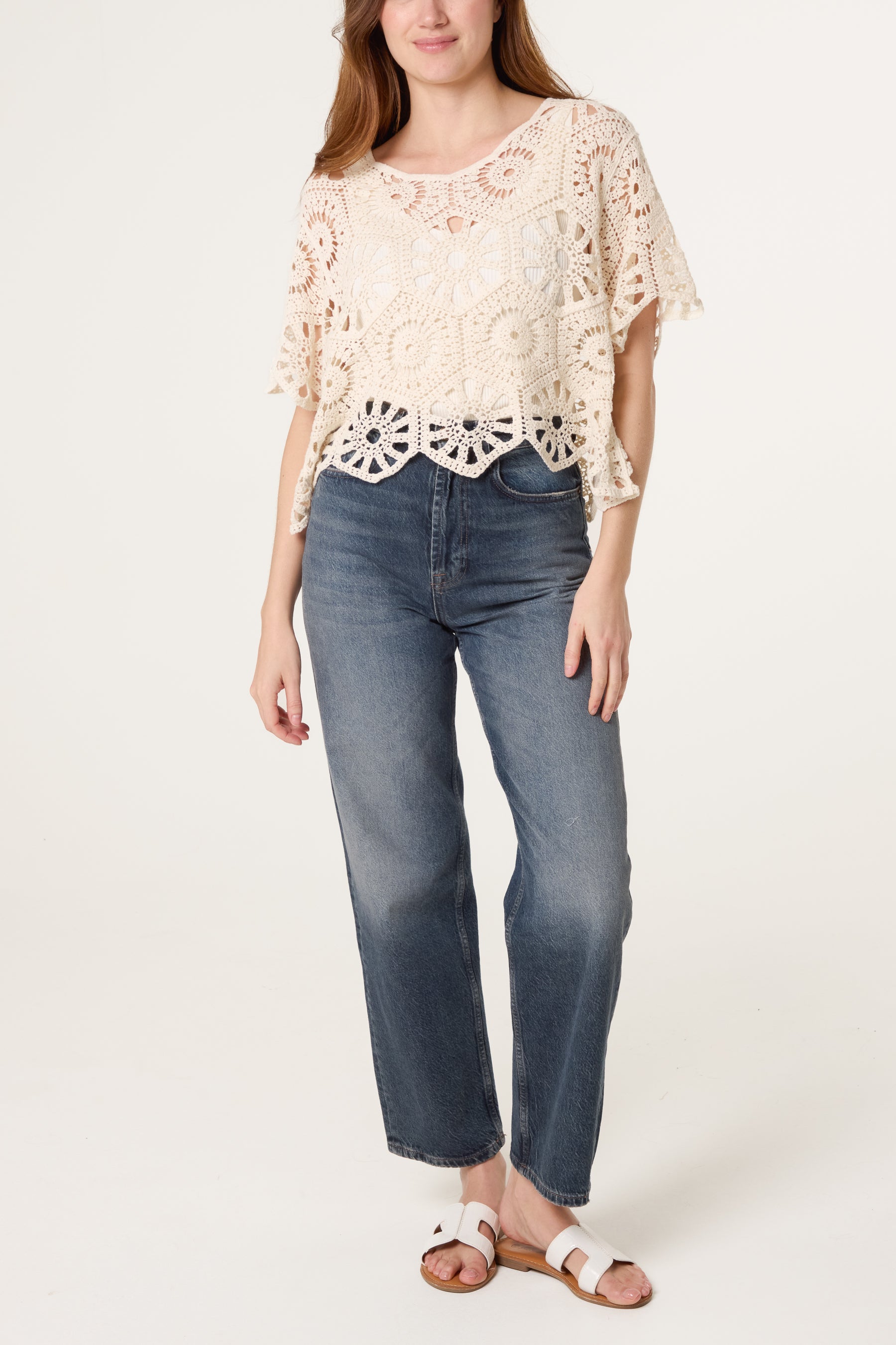 Mandala Flower Crochet Cropped Top