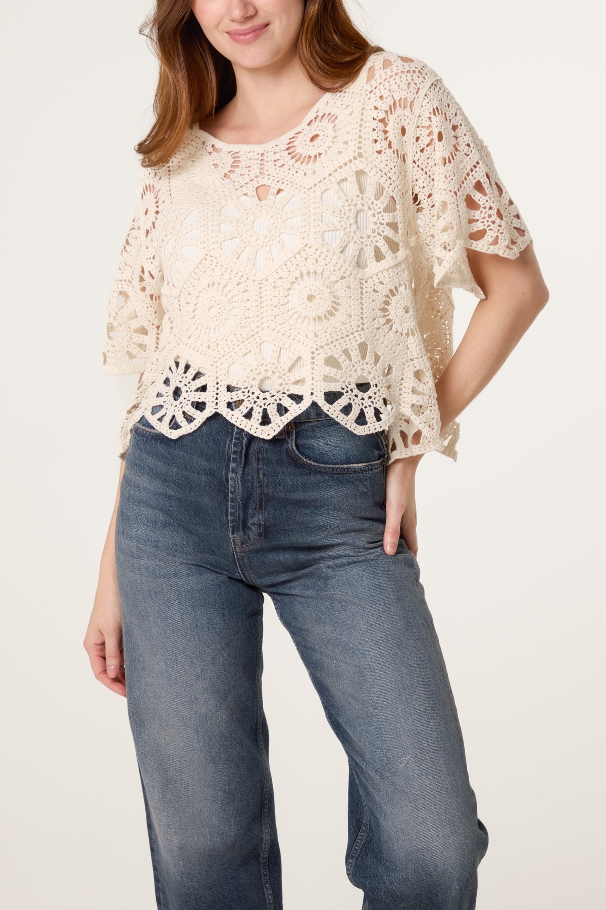 Mandala Flower Crochet Cropped Top
