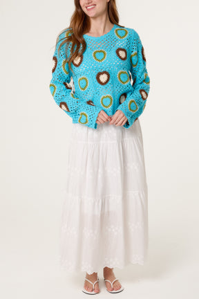 Patchwork Hearts Crochet Jumper