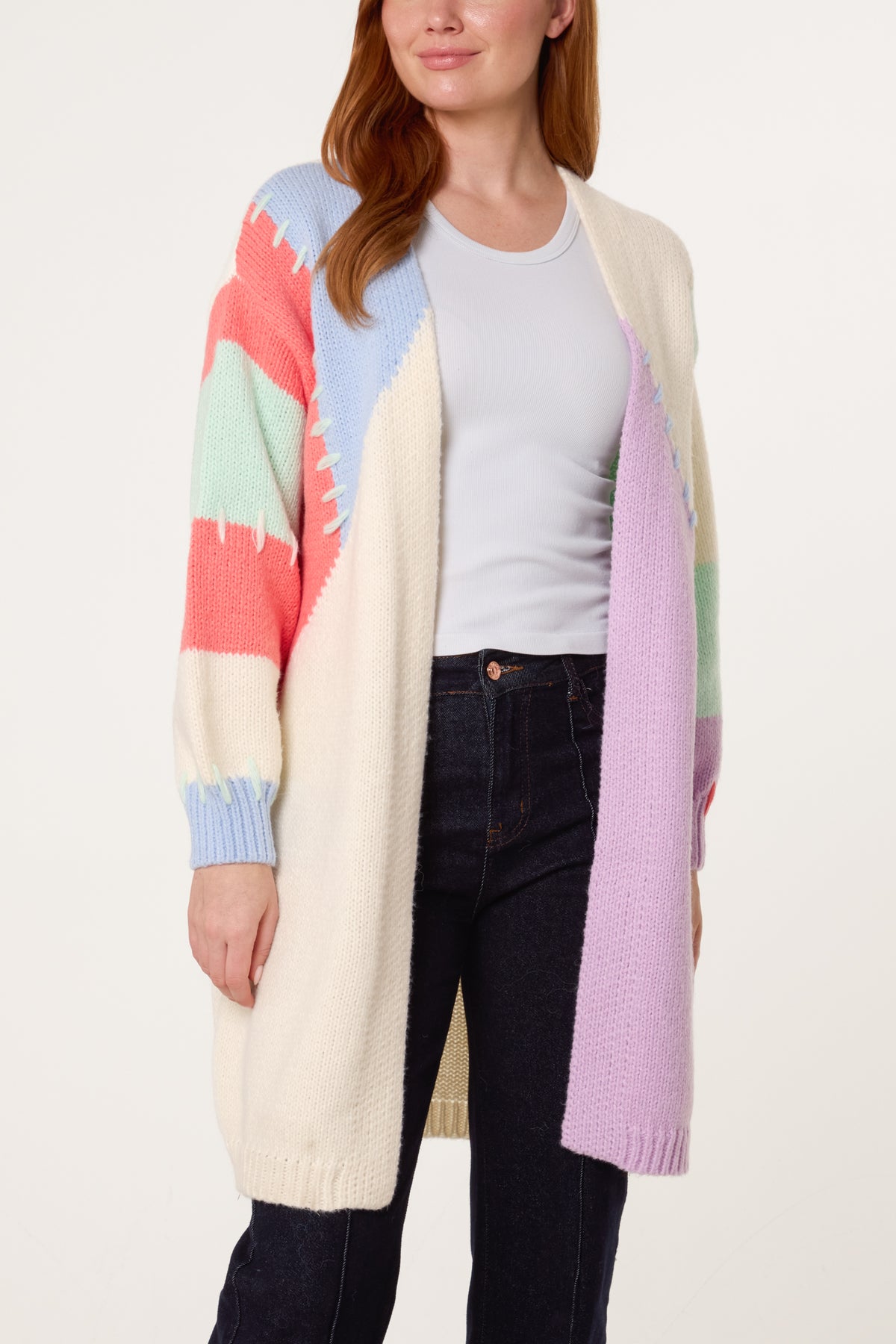 Stitch Detail Colourblock Cardigan