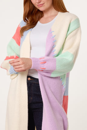 Stitch Detail Colourblock Cardigan