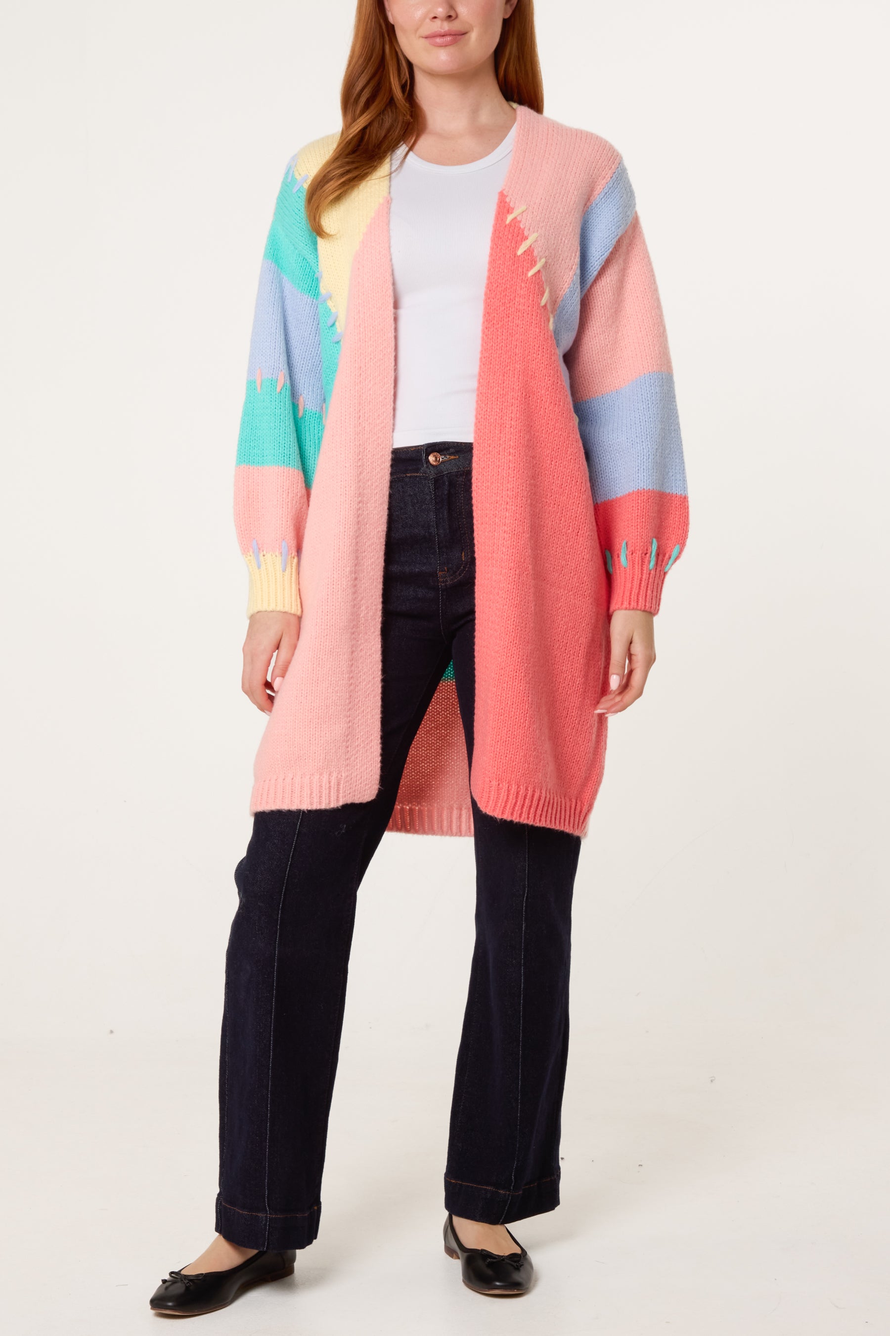 Stitch Detail Colourblock Cardigan