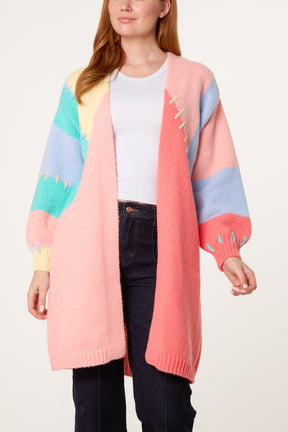 Stitch Detail Colourblock Cardigan